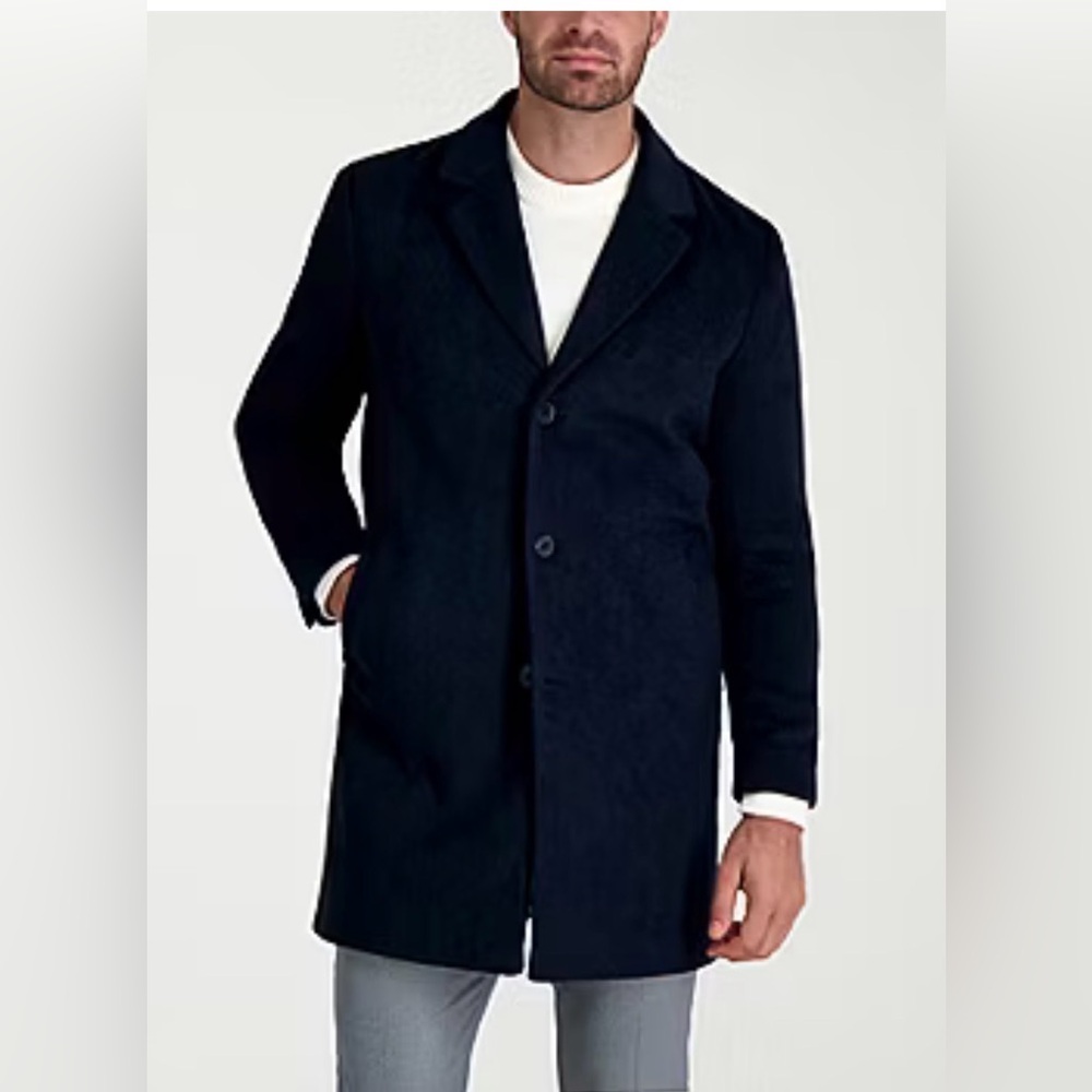 Haggar Premium Mens Lightweight Topcoat Coat JMH Sz X Large Navy Blue NWT